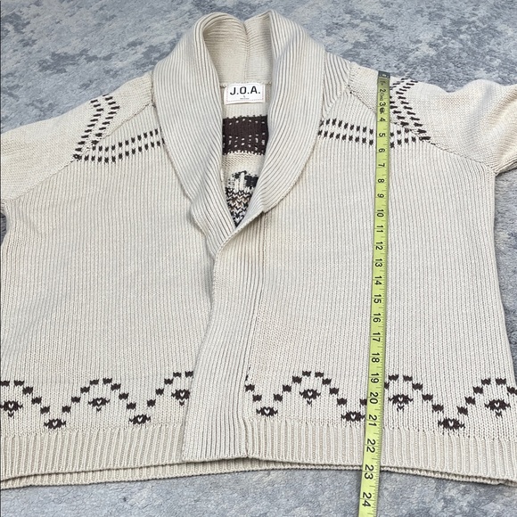 JOA Beige Horse Jacquard Shawl Knit Cardigan Sweater Western Country Sz L - Picture 9 of 13